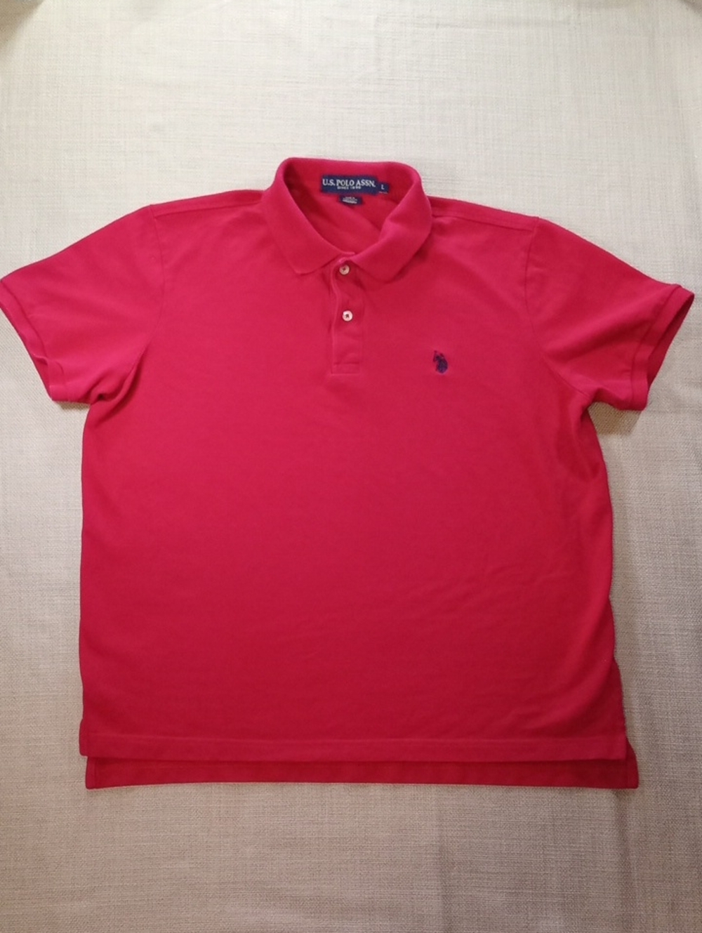 Men's Size Large U.S. Polo Assn. Bright Red Short-Sleeve Polo